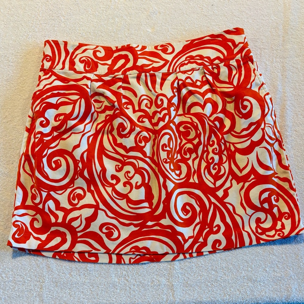 Merona Orange Paisley Print Mini Skirt Cotton Size XL w/ Pockets cotton